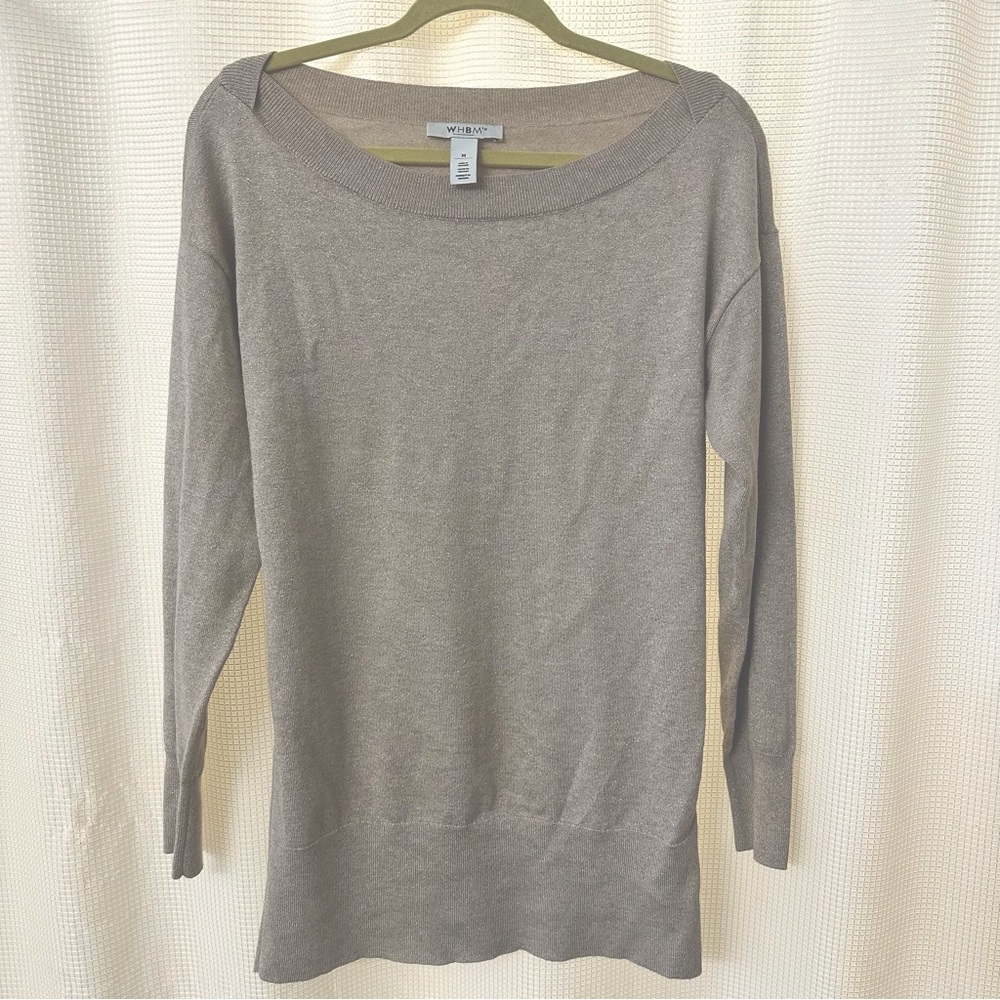 White House Black Market Gold Shimmer Metallic Scoop Neck Sweater - Size M